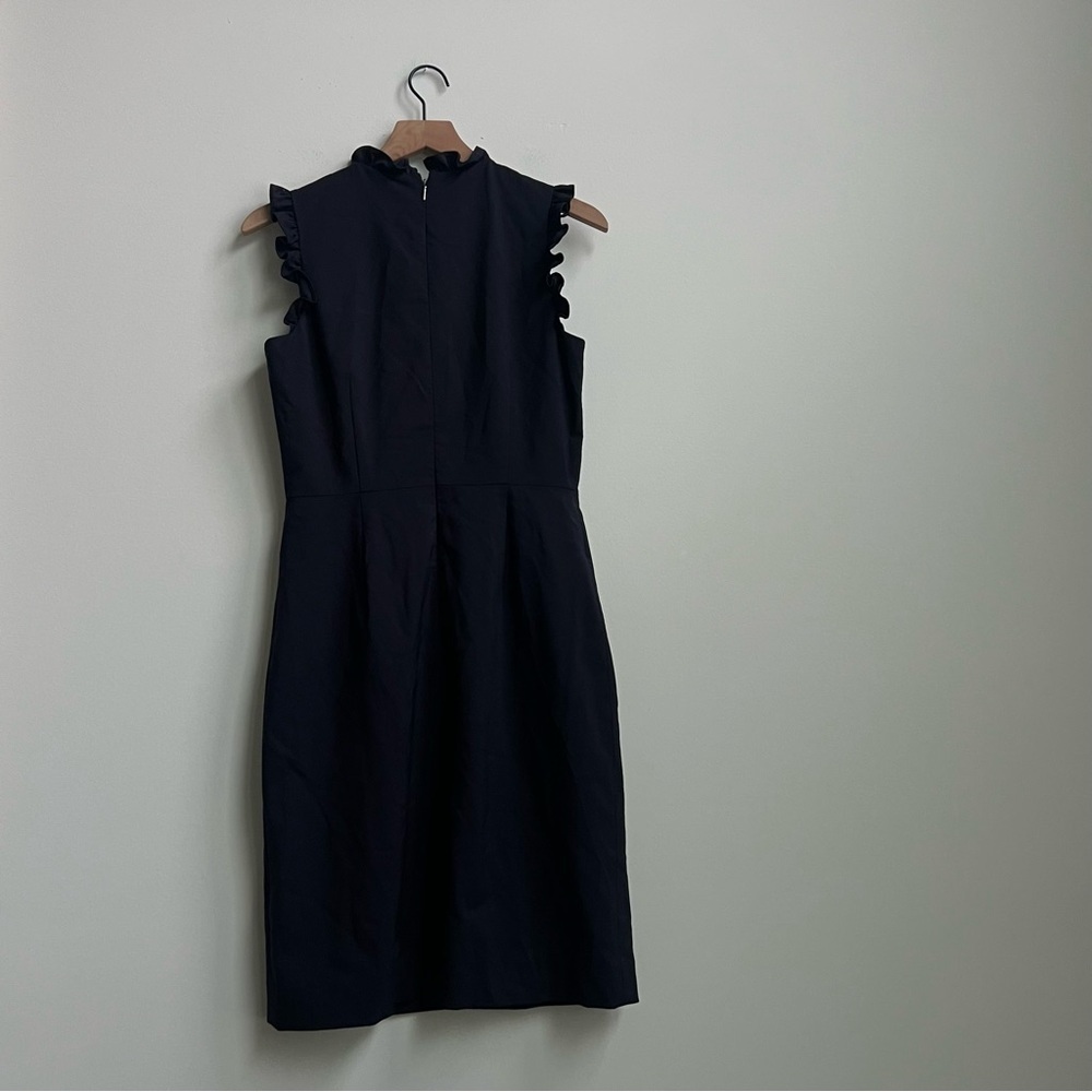 Rebecca Taylor Spring Navy Ruffle Sleeveless Dress Size 6 Wool Tailored Luxury - Picture 9 of 12